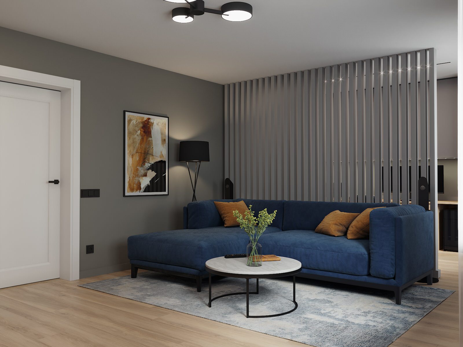 Визуализация дизайн-проекта квартиры 95 м кв, для пары с ребенком