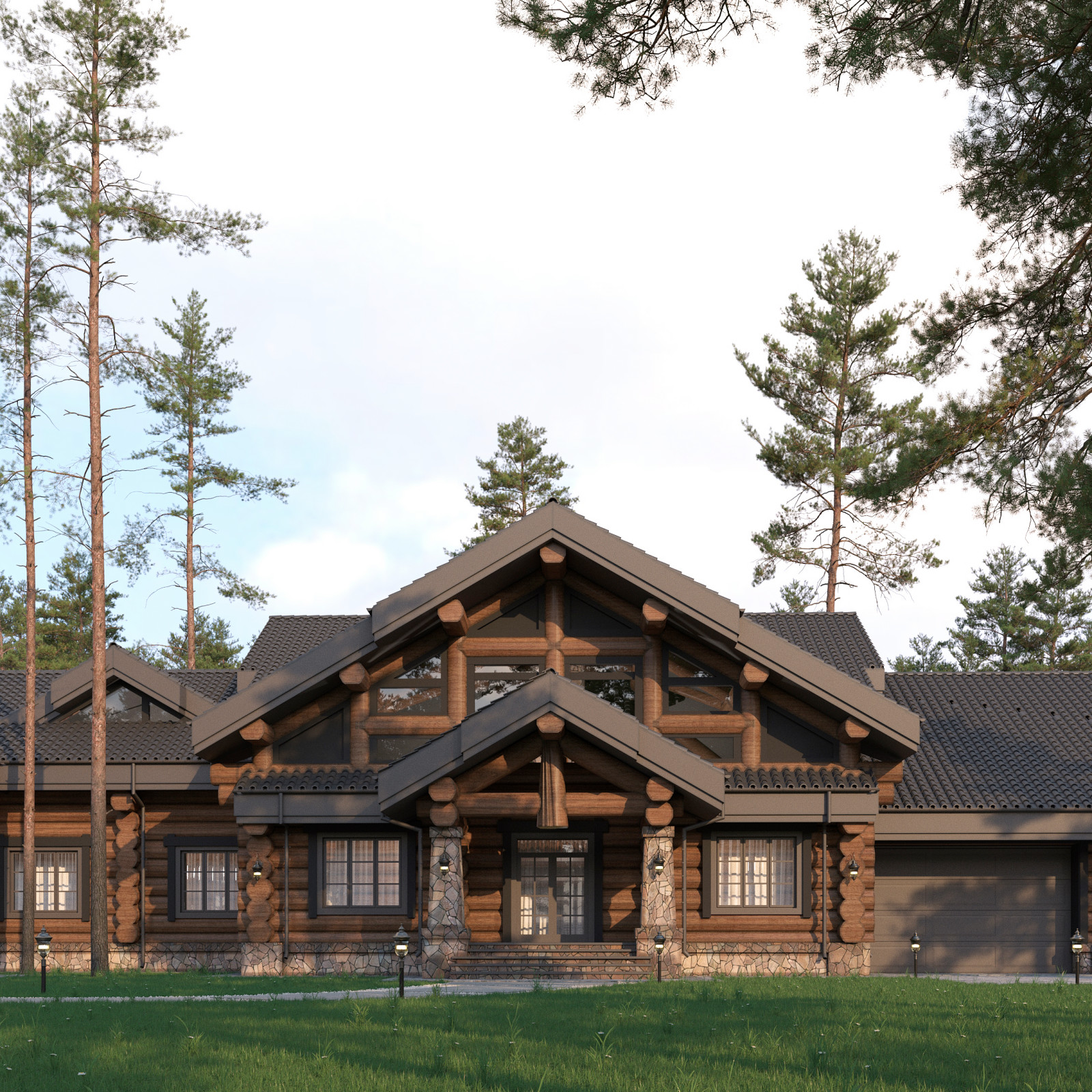 Обложка проекта: Проект комплекса с пресс центром из бревна ручной рубки