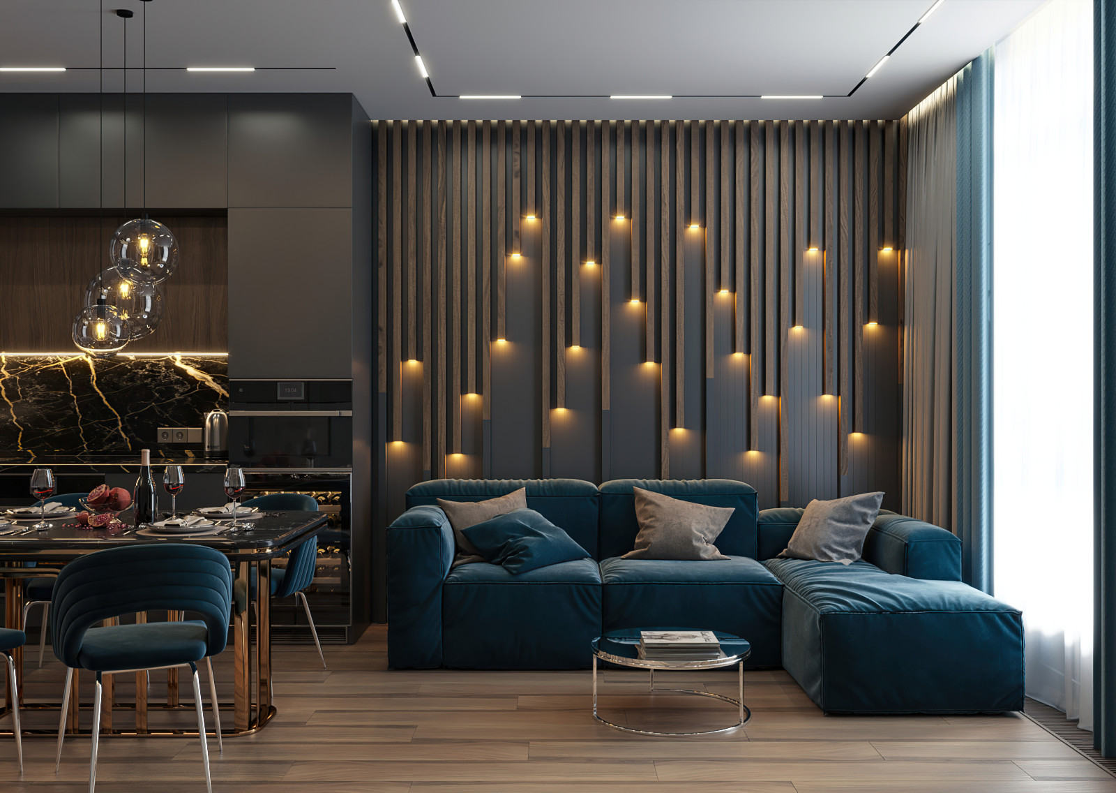 Обложка проекта: 3D визуализация. Квартира в Москве, 73 м2