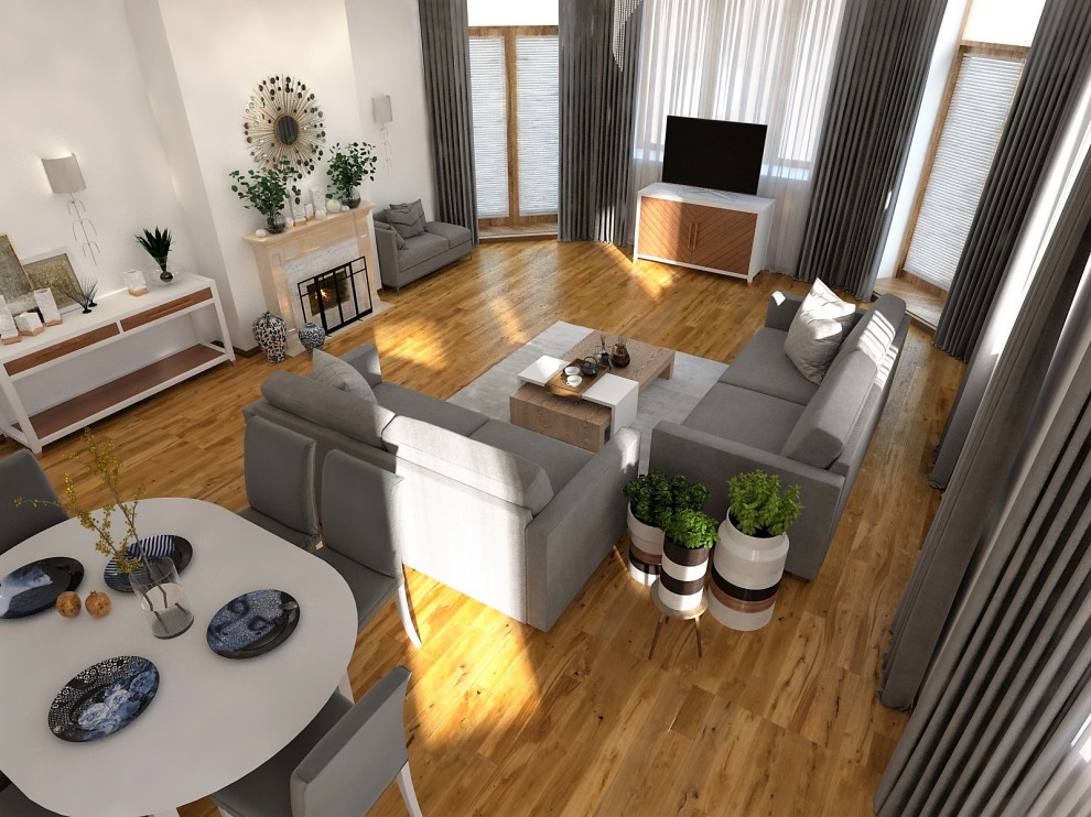 Обложка проекта: Гостиная-столовая в загородном доме