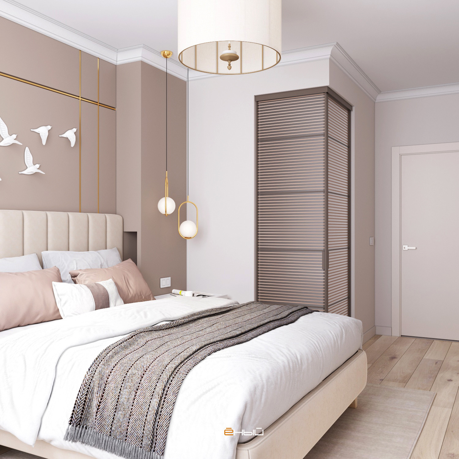 Современный интерьер в тёплой цветовой гамме