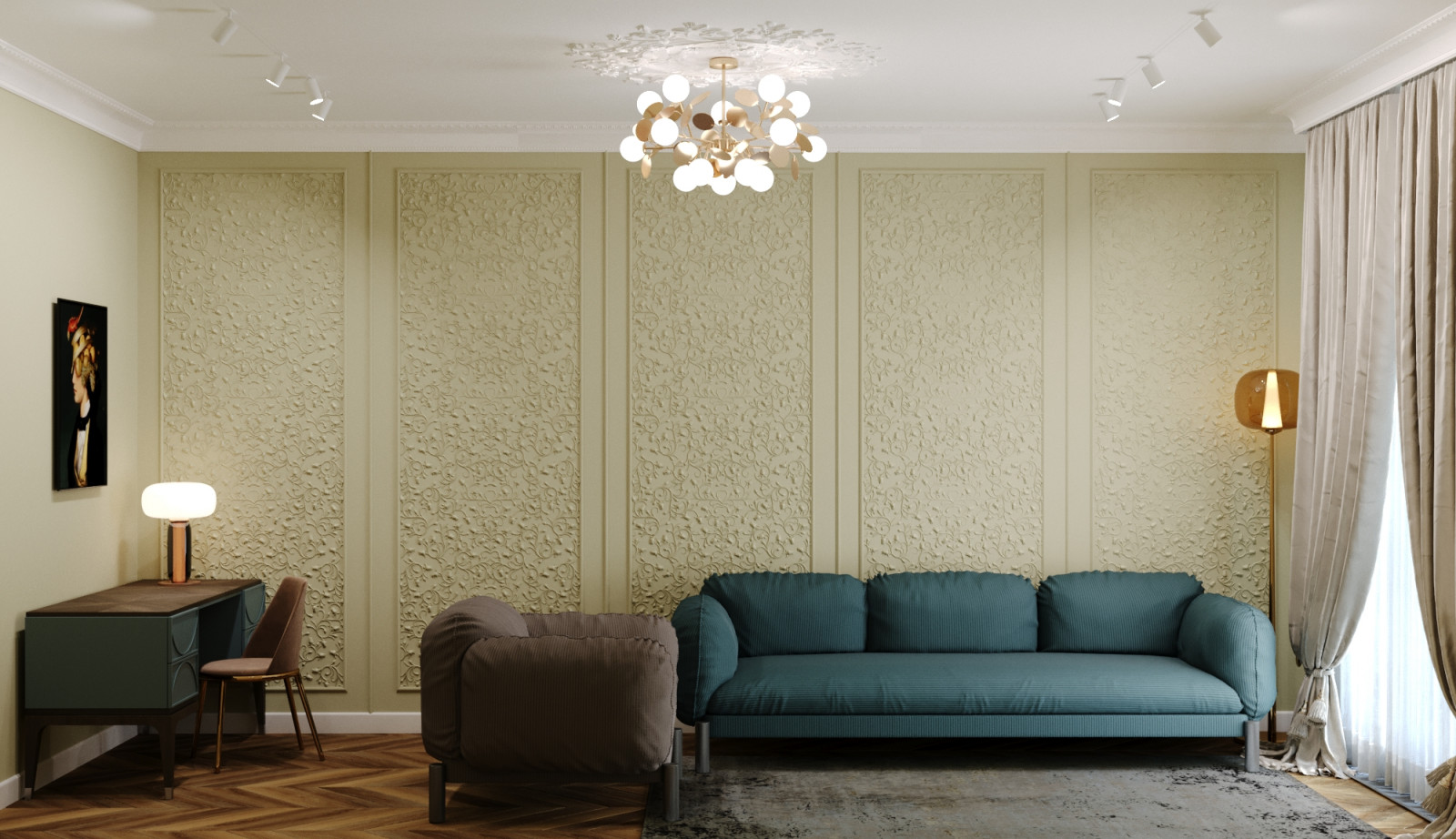 Двухкомнатная квартира в неоклассическом стиле