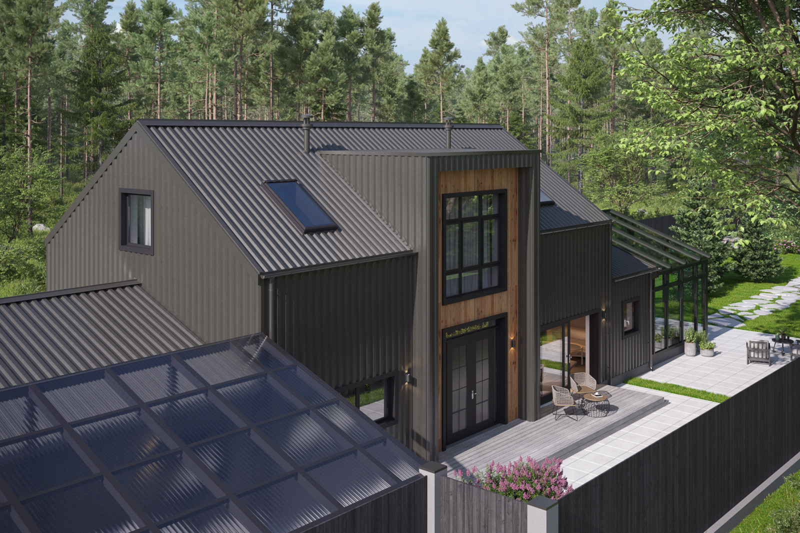 Современный дом с зимним садом