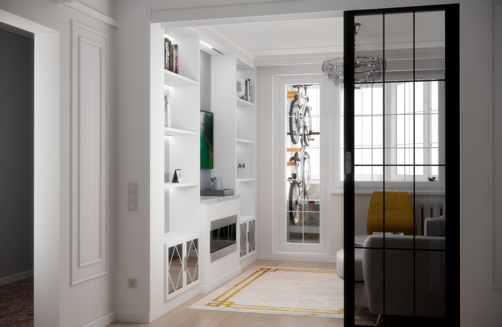 Гостиная, холл и балкон, Нарвская