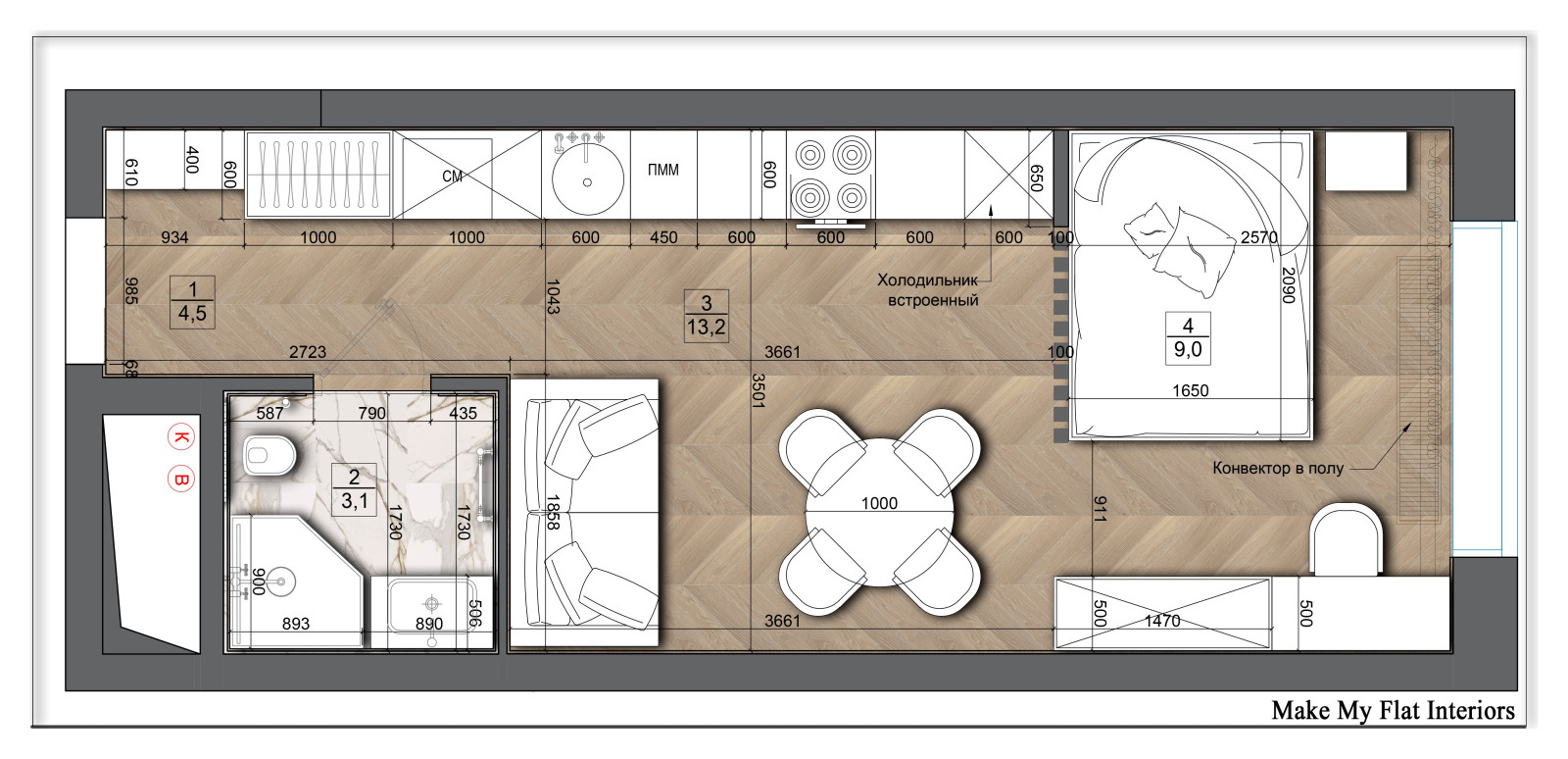 Обложка проекта: Студия 30 м2 ЖК Headliner