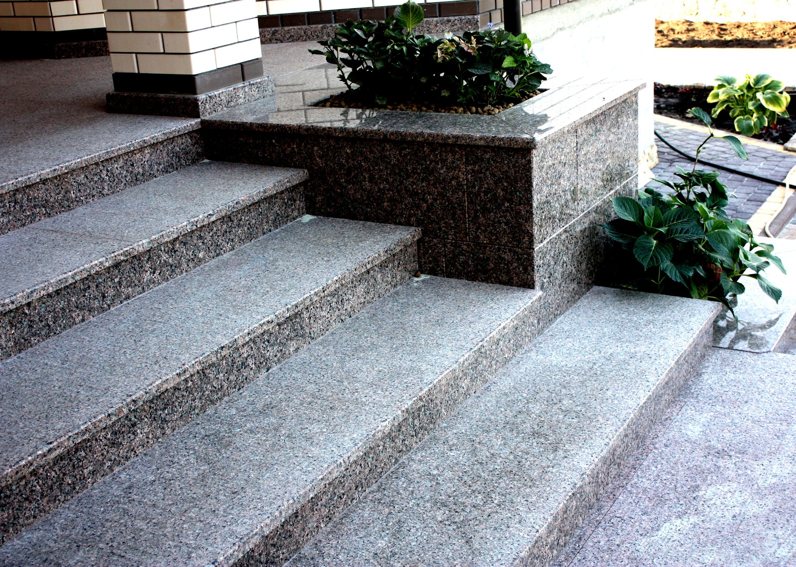 Парадная входная группа из гранита Цветок Украины