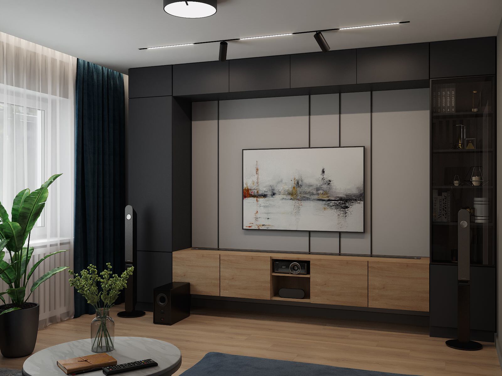 Визуализация дизайн-проекта квартиры 95 м кв, для пары с ребенком