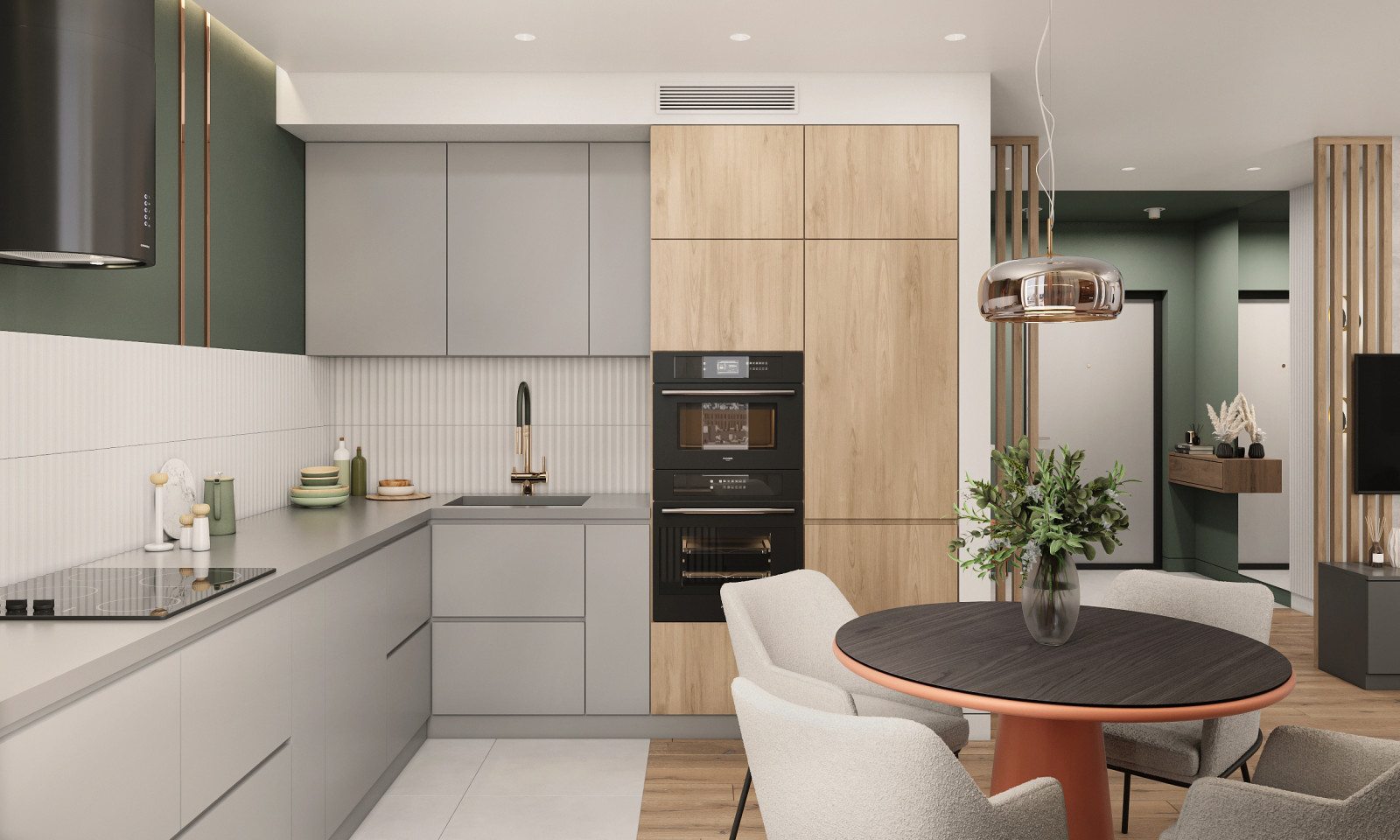 ЖК "Квартал Галактика", квартира в зеленом цвете.