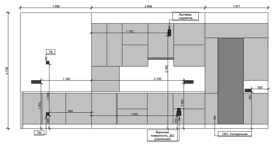 План розеток и план фартука.