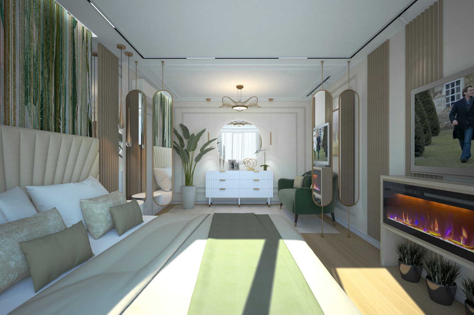 Спальня. Квартира в многоэтажном доме 160м2. 2 Варианта.