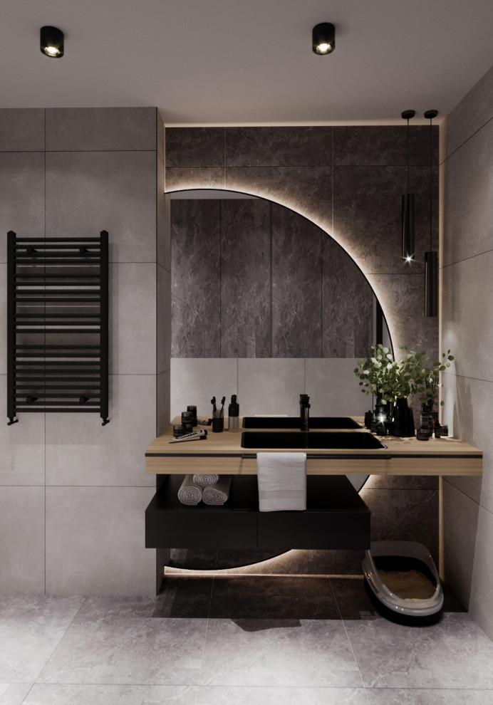 Обложка проекта: Сан узел в серых тонах