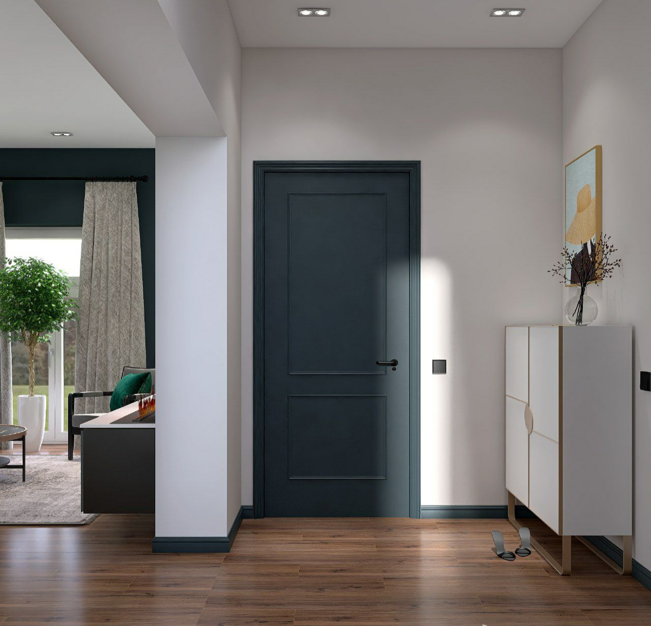 ЛЕСТНИЧНОЕ ПРОСТРАНСТВО В ЗАГОРОДНОМ КОТТЕДЖЕ