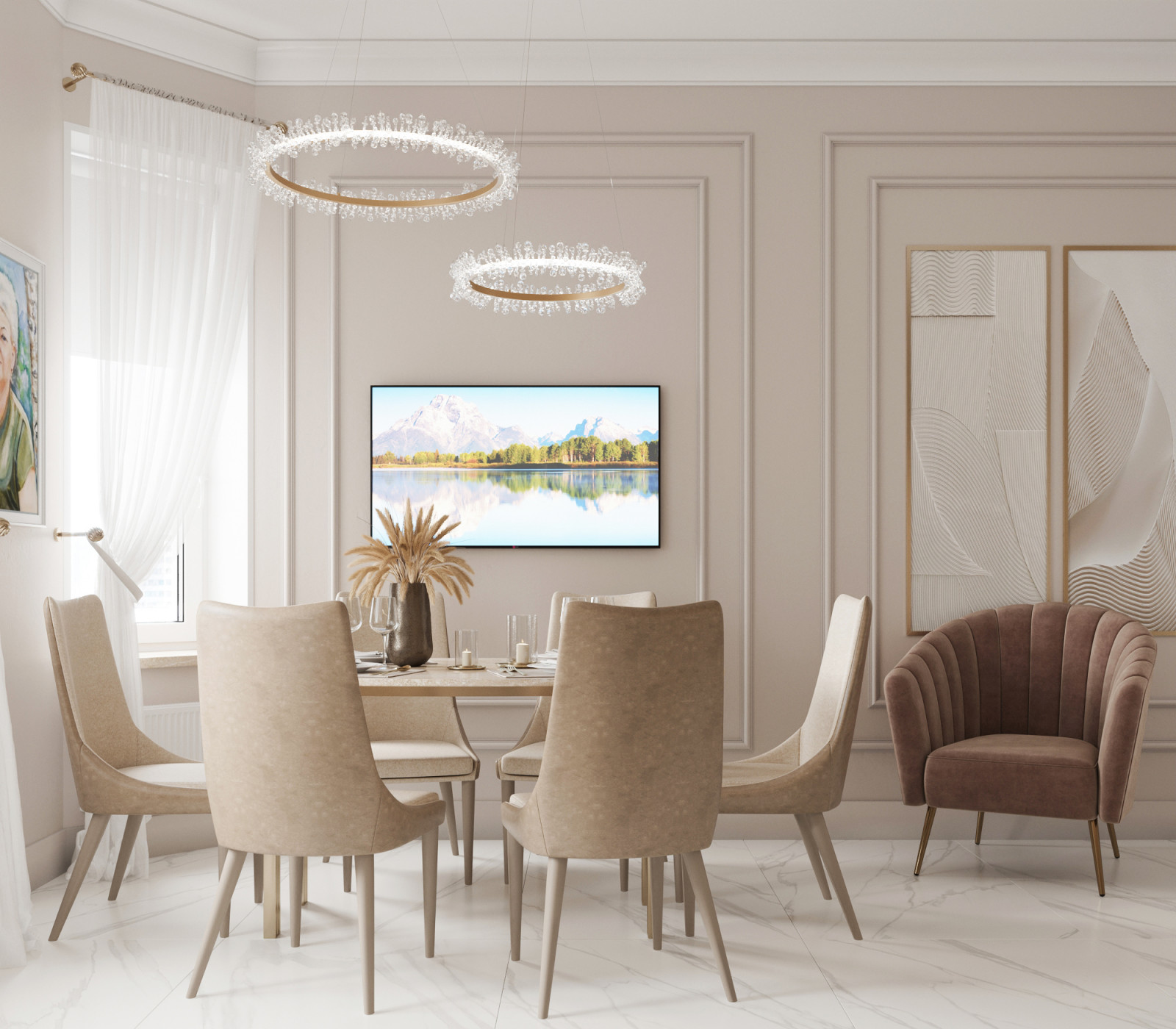 "Тёплое какао", квартира в ЖК "Дворянский", 98 м2