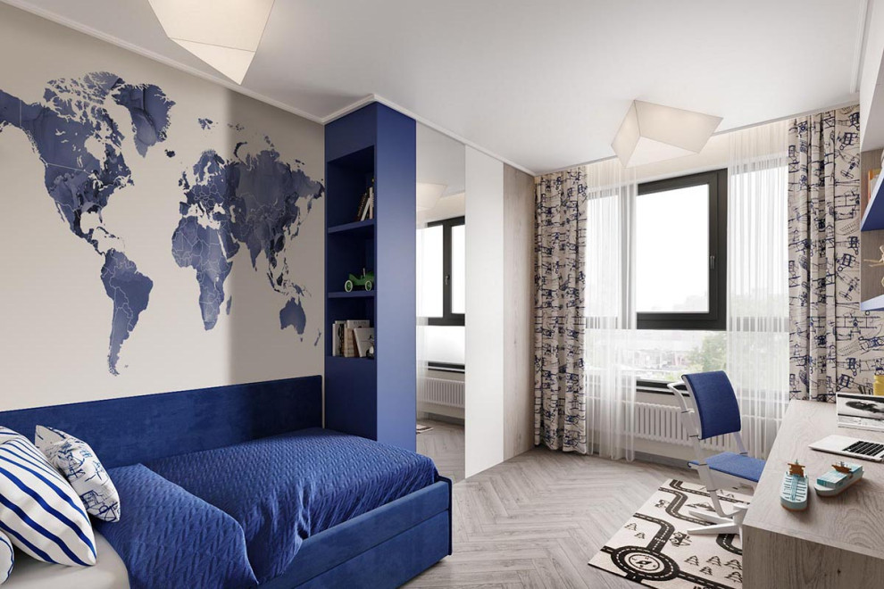 Фотообои Карта мира Флюид синяя