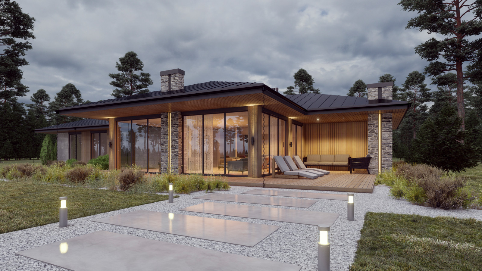 Проект одноэтажного дома 384 кв.м