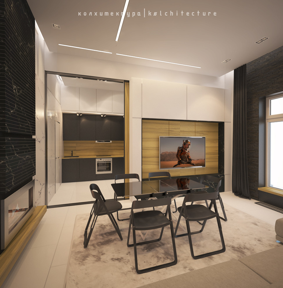 Гостиная. Лофт+минимализм. Дизайн трехкомнатной квартиры