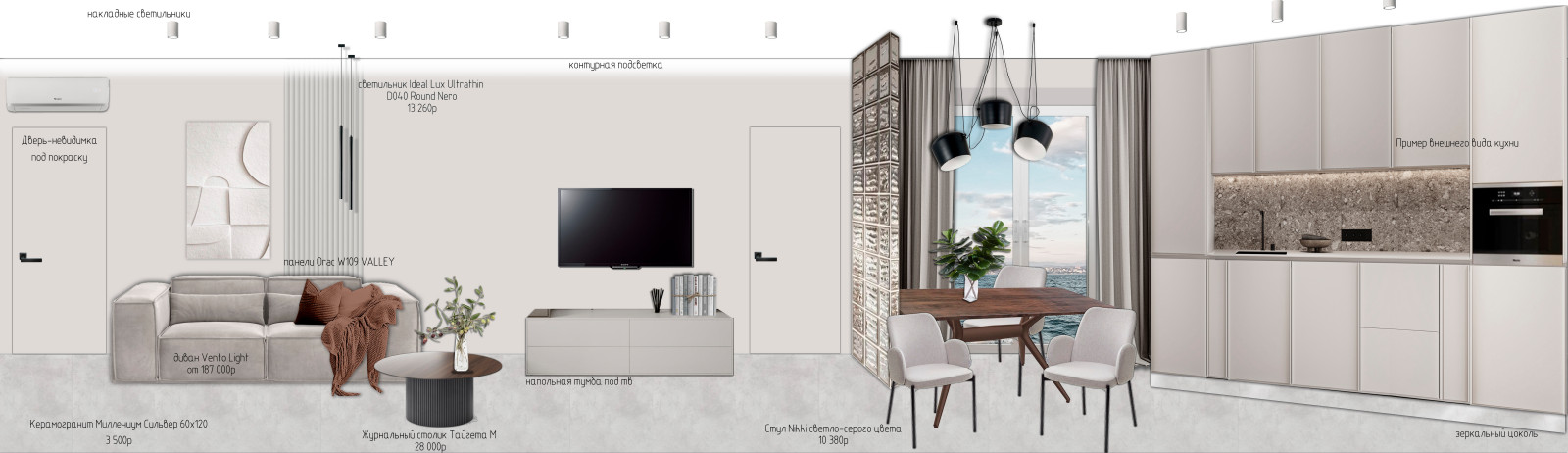 Эскизный проект 2 комнатной квартиры в Сочи