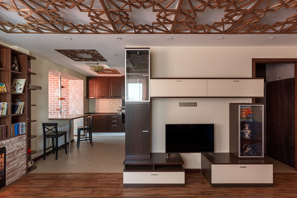 Дизайн трех-комнатной квартиры с элементами лофт и восточной культуры.