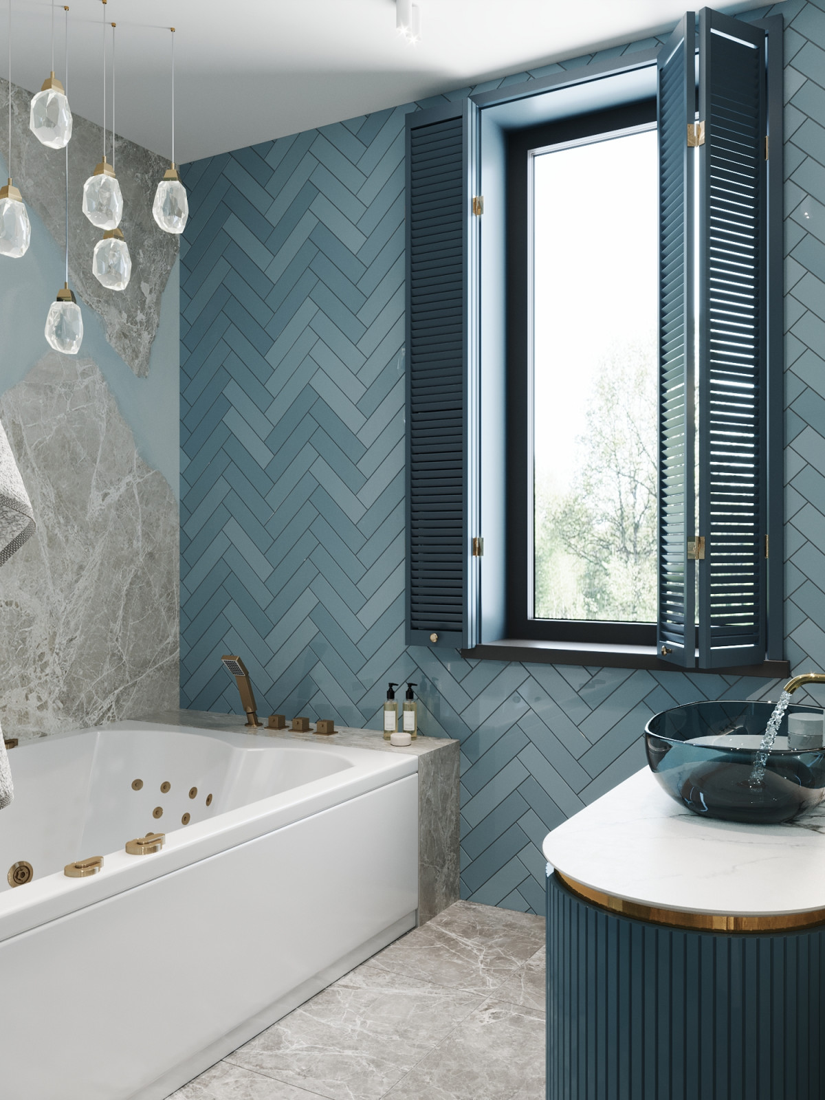 Дизайн-проект дома в голубых тонах