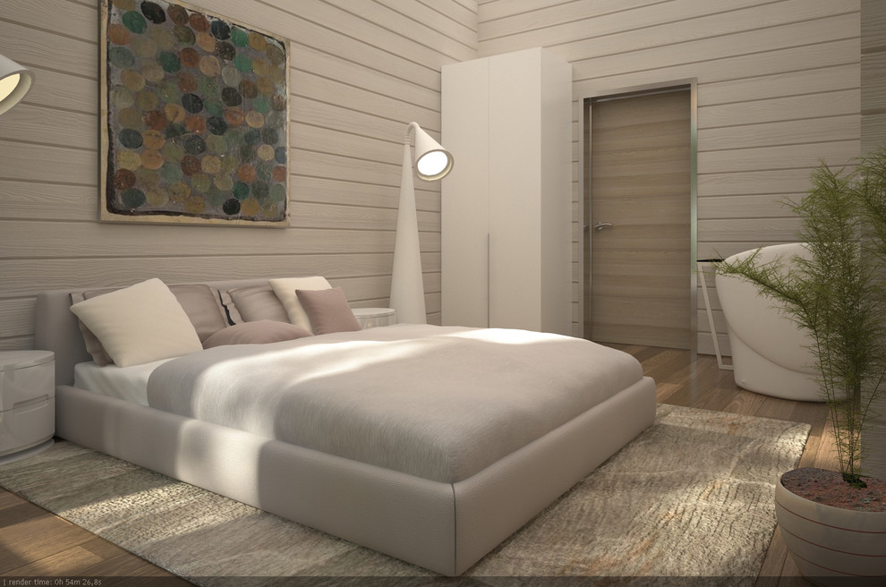 Загородный дом из бруса с яркими акцентами