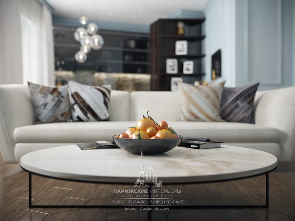 Океанский подарок. Бордовые акценты в московской 3-комнатной квартире