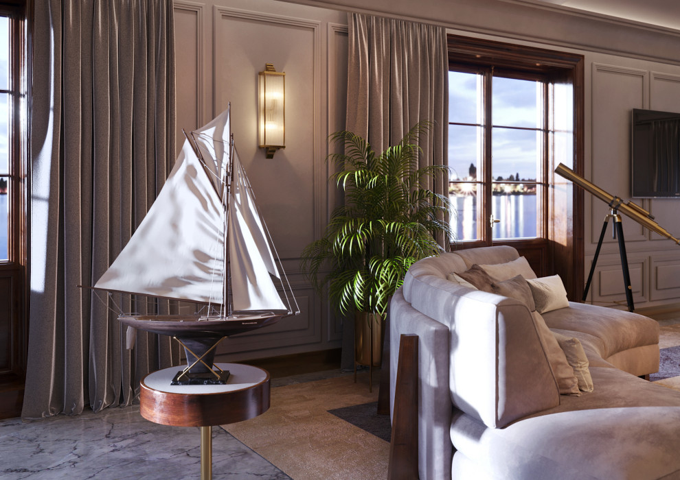 Гостиная с дровяным камином