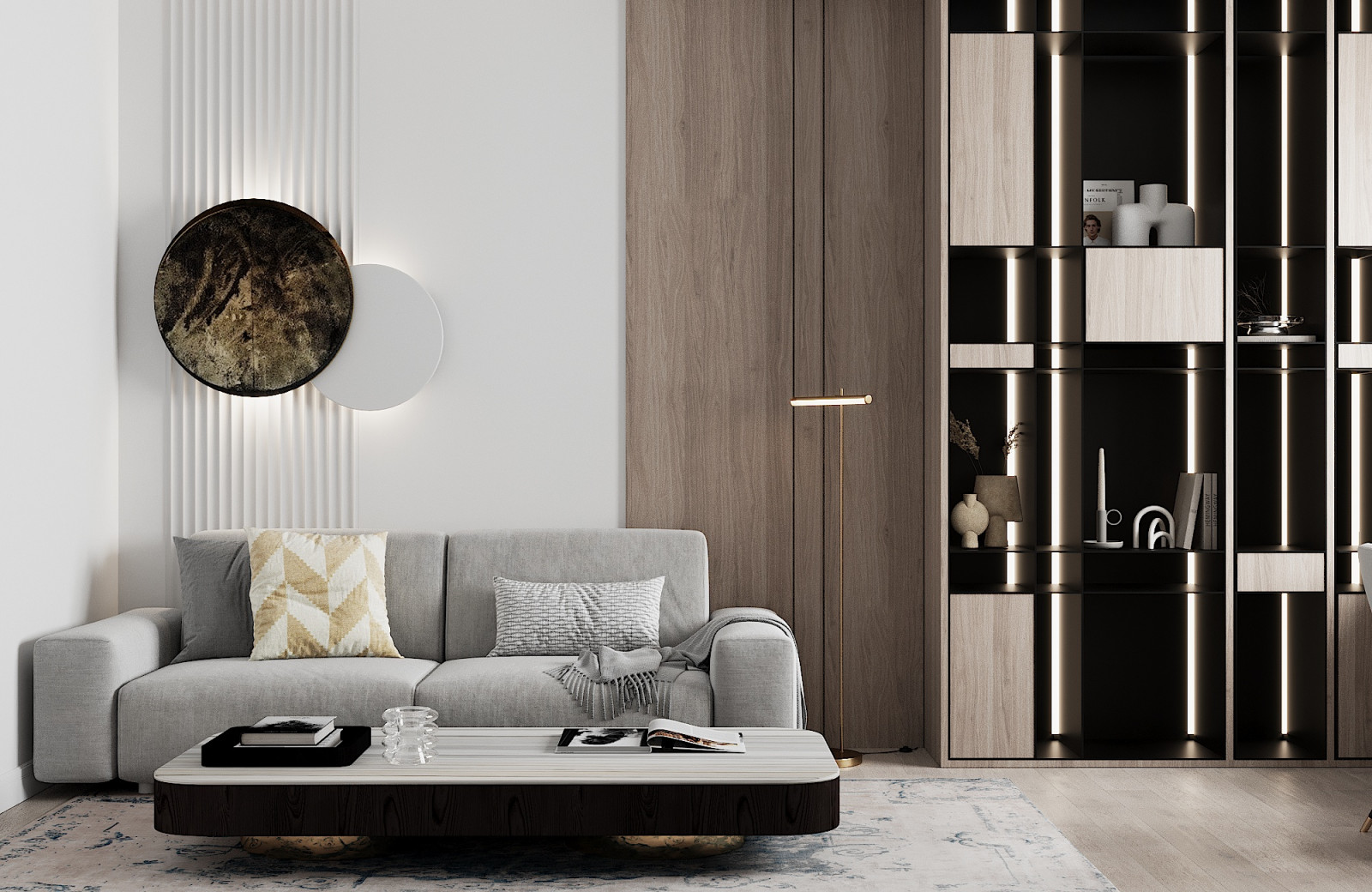 Обложка проекта: Рабочий кабинет в серых оттенках