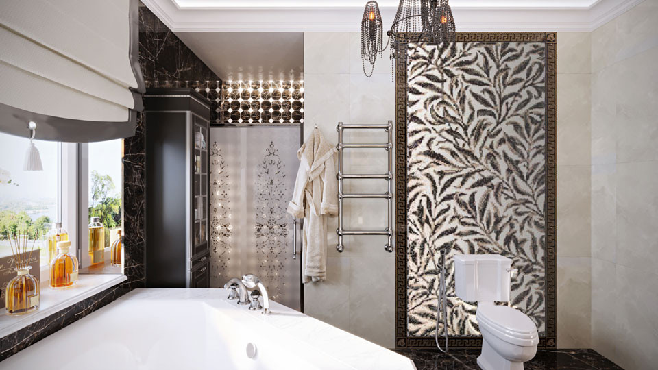 Черно-белая ванная