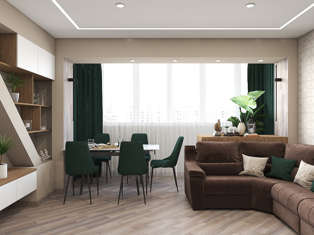 Кухня-гостиная в ЖК Алые Паруса