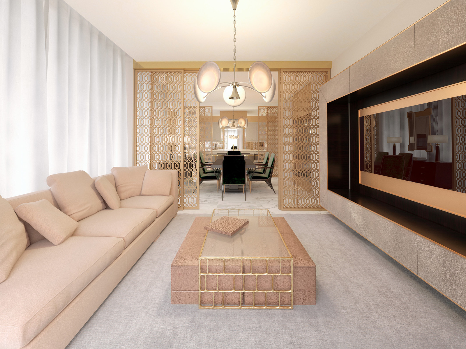 Эскизный проект. Кухня-столовая и гостиная.