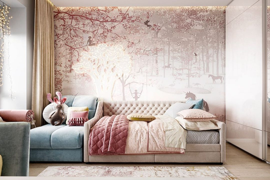 Обложка проекта: Сверкающая детская с волшебным лесом на обоях Alltowall для fedorova_diz