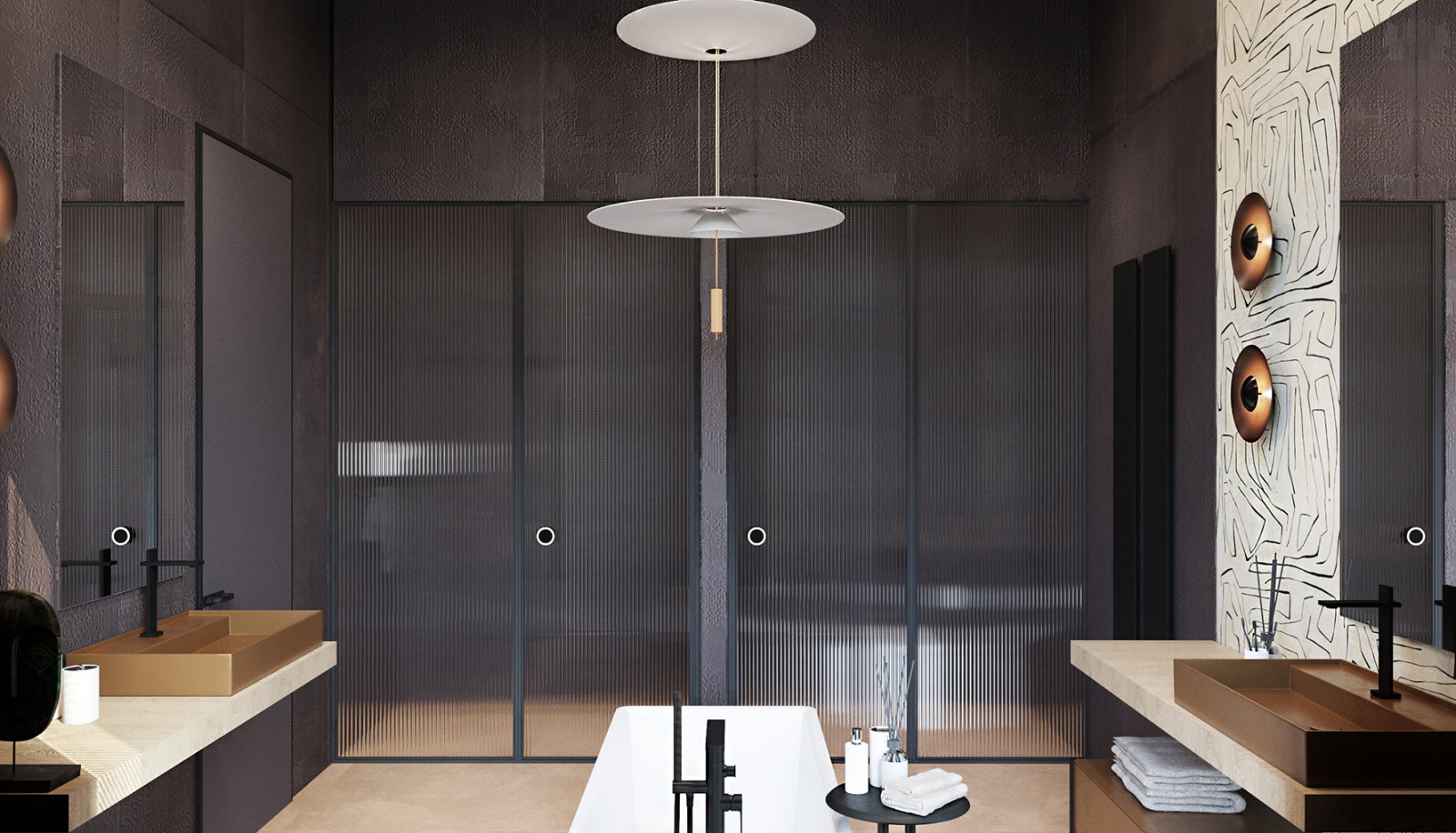 Дизайн ванной комнаты в загородном доме во Владимирской области