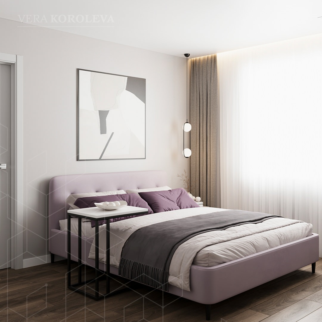 Лавандовая дымка: красивая и функциональная двушка 47 кв.м