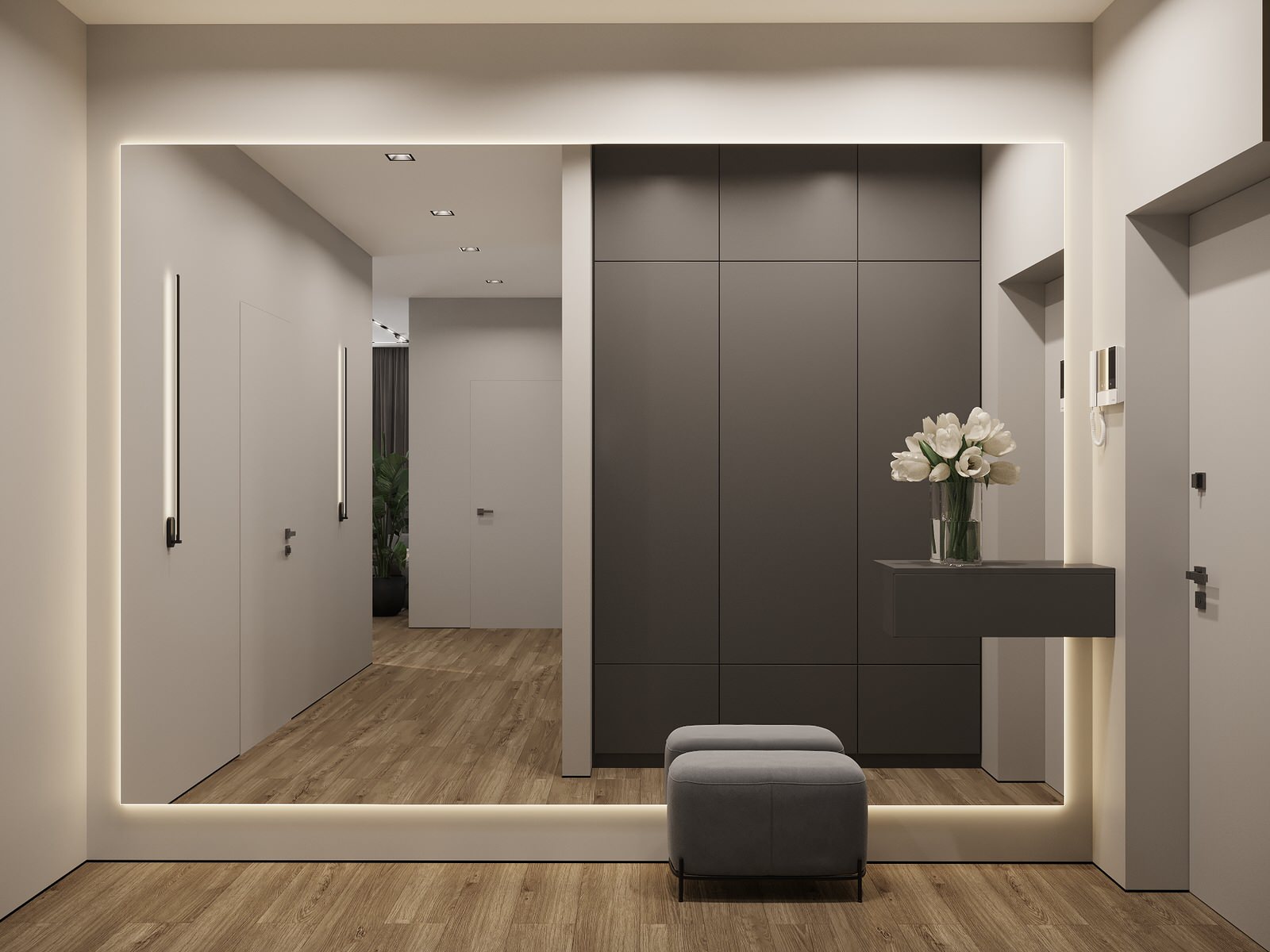 Дизайн трехкомнатной квартиры 65м² для молодой пары в ЖК Европейский квартал