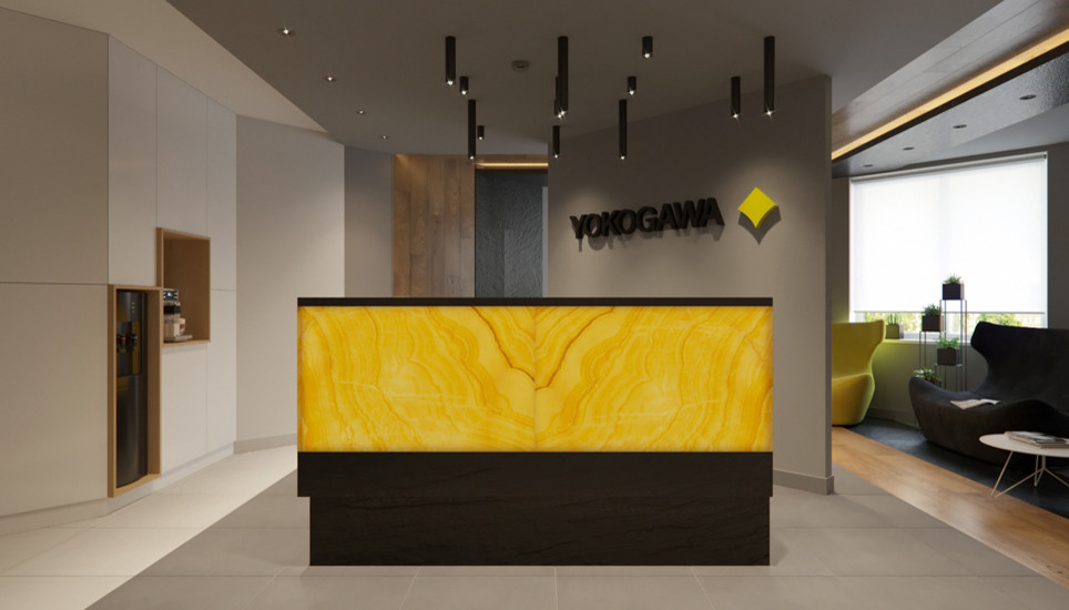 Дизайн приемной зоны в офисе Yokogawa Electric