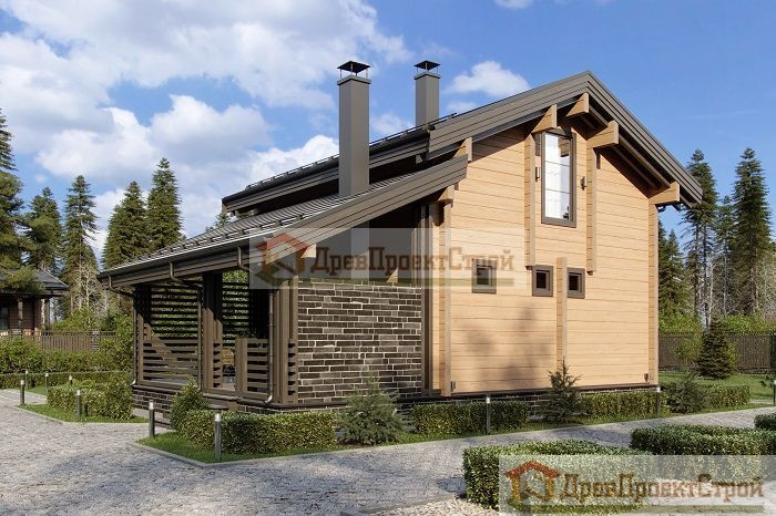 Проект бани № 159. Баня из бруса массива естественной влажности 140 х 140, 106,