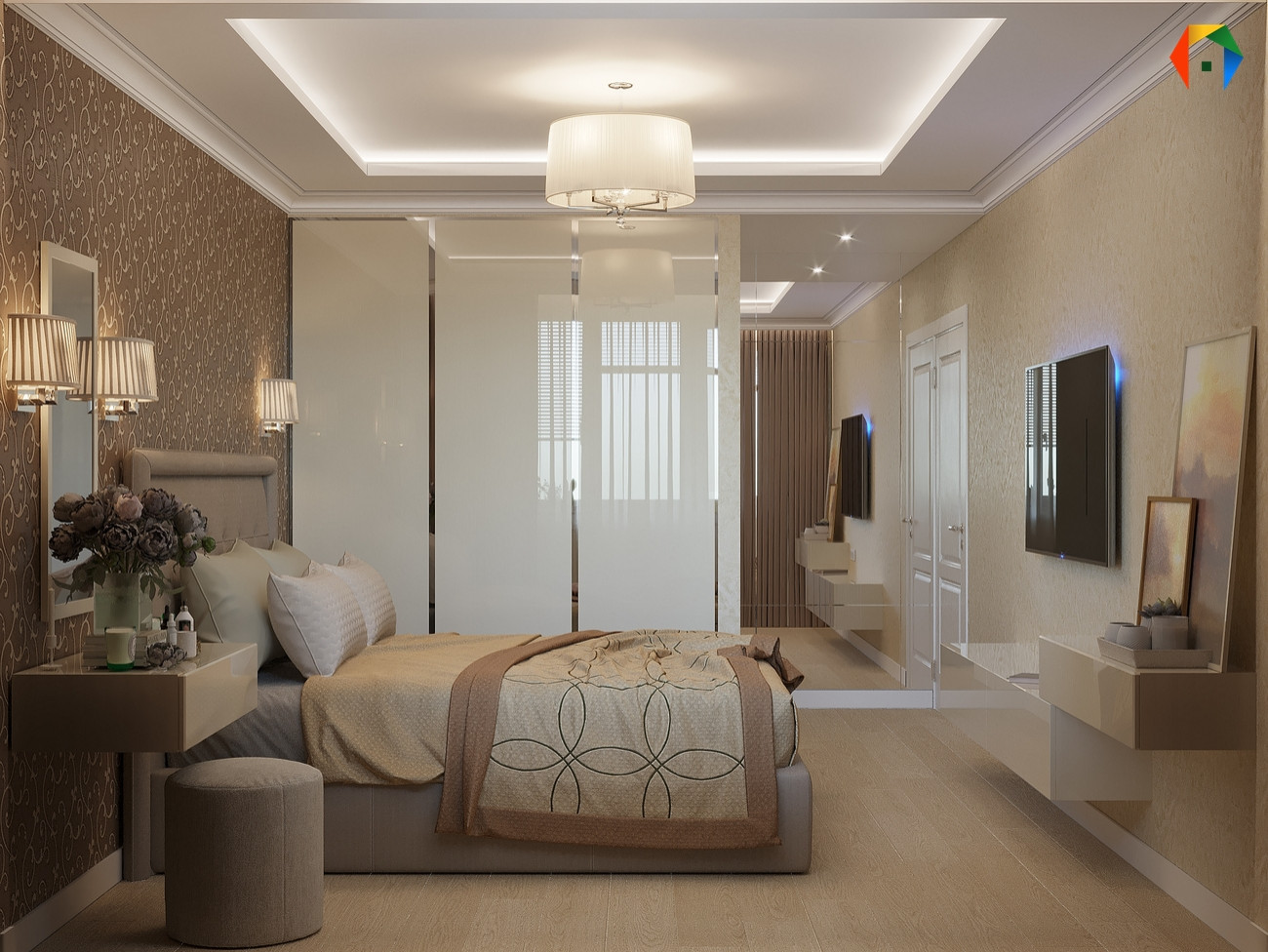 Дизайн трешки в песочных тонах