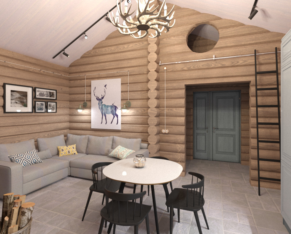 Обложка проекта: Деревянный дом гостиная