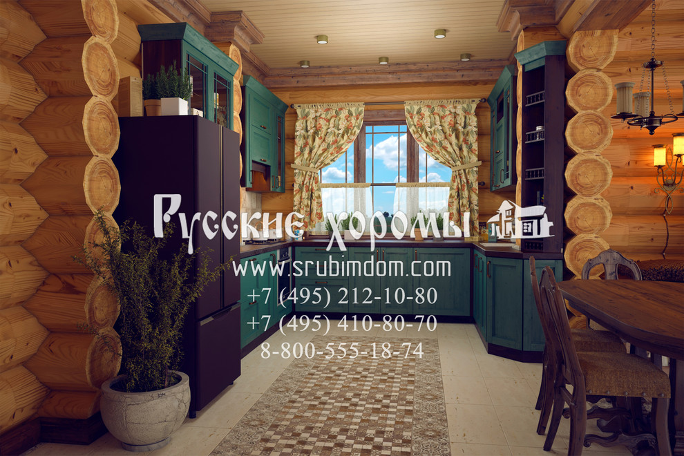 Интерьер кухни в рубленном доме