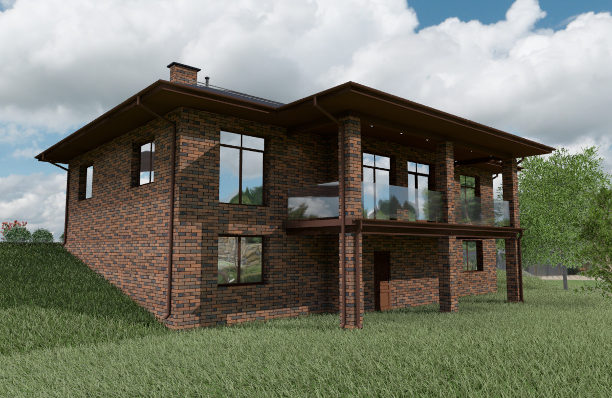 Обложка проекта: Проект кирпичного дома с цокольным этажом из монолитного ж/б, 400 м2