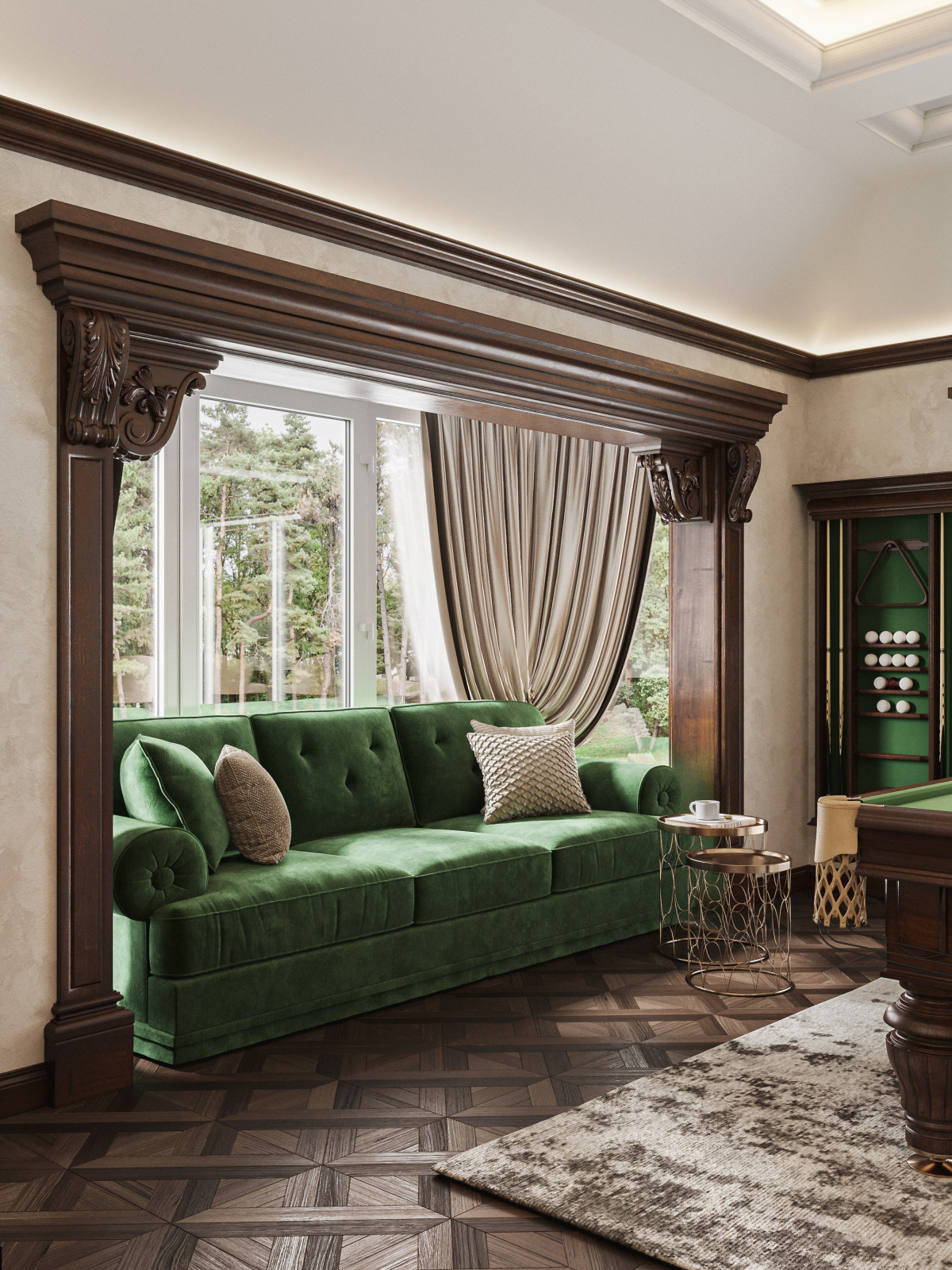 Дизайн бильярдной в частном доме