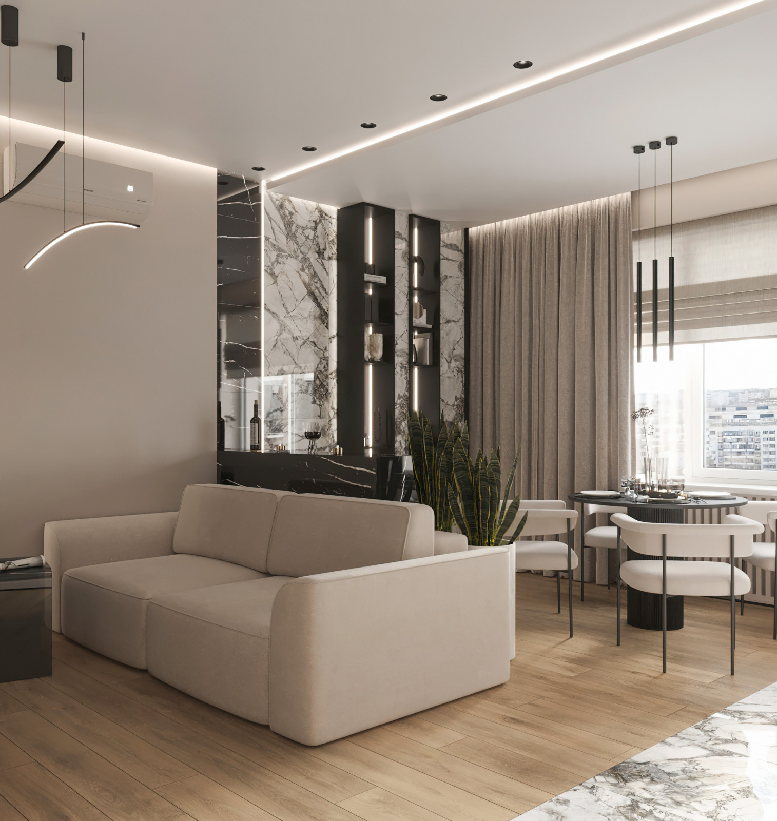 17. Marble 106м². Кухня-гостиная