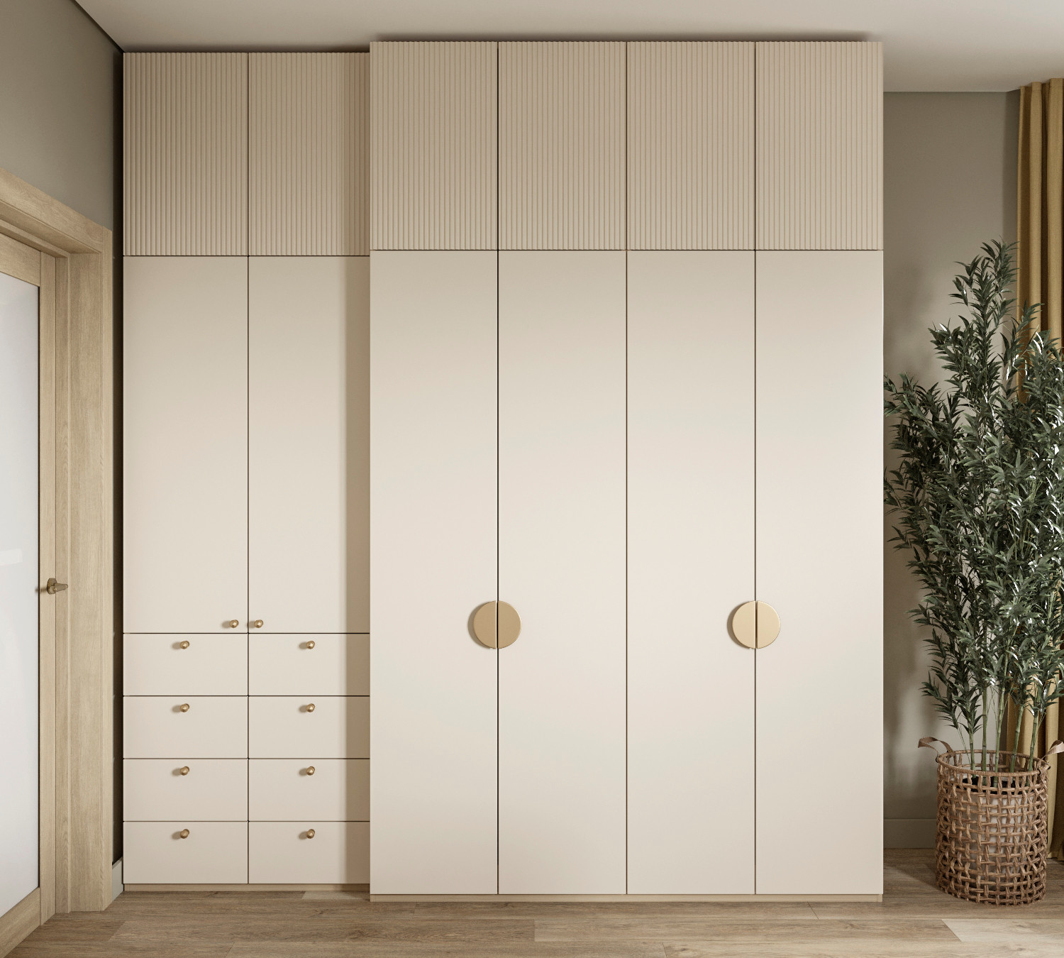 Четырех-комнатная квартира в светлых тонах.