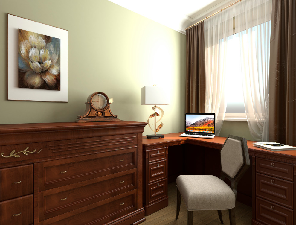 Сложное зонирование: спальня+кабинет+коридор. Обновление лоджии и детской.