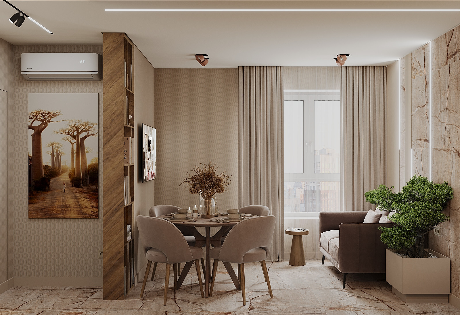 Интерьер 4-ёх комнатной квартиры_ "EHTNO TERRA_COTTA"