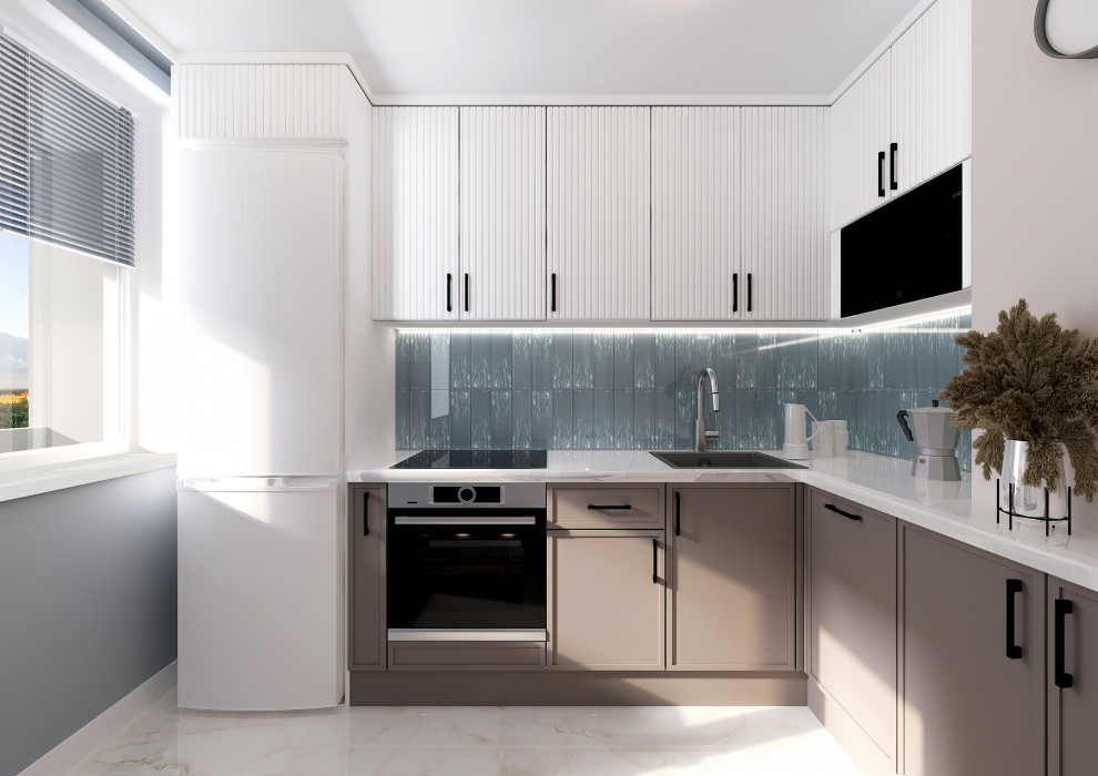 Обложка проекта: Кухня в оттенках голубого тумана