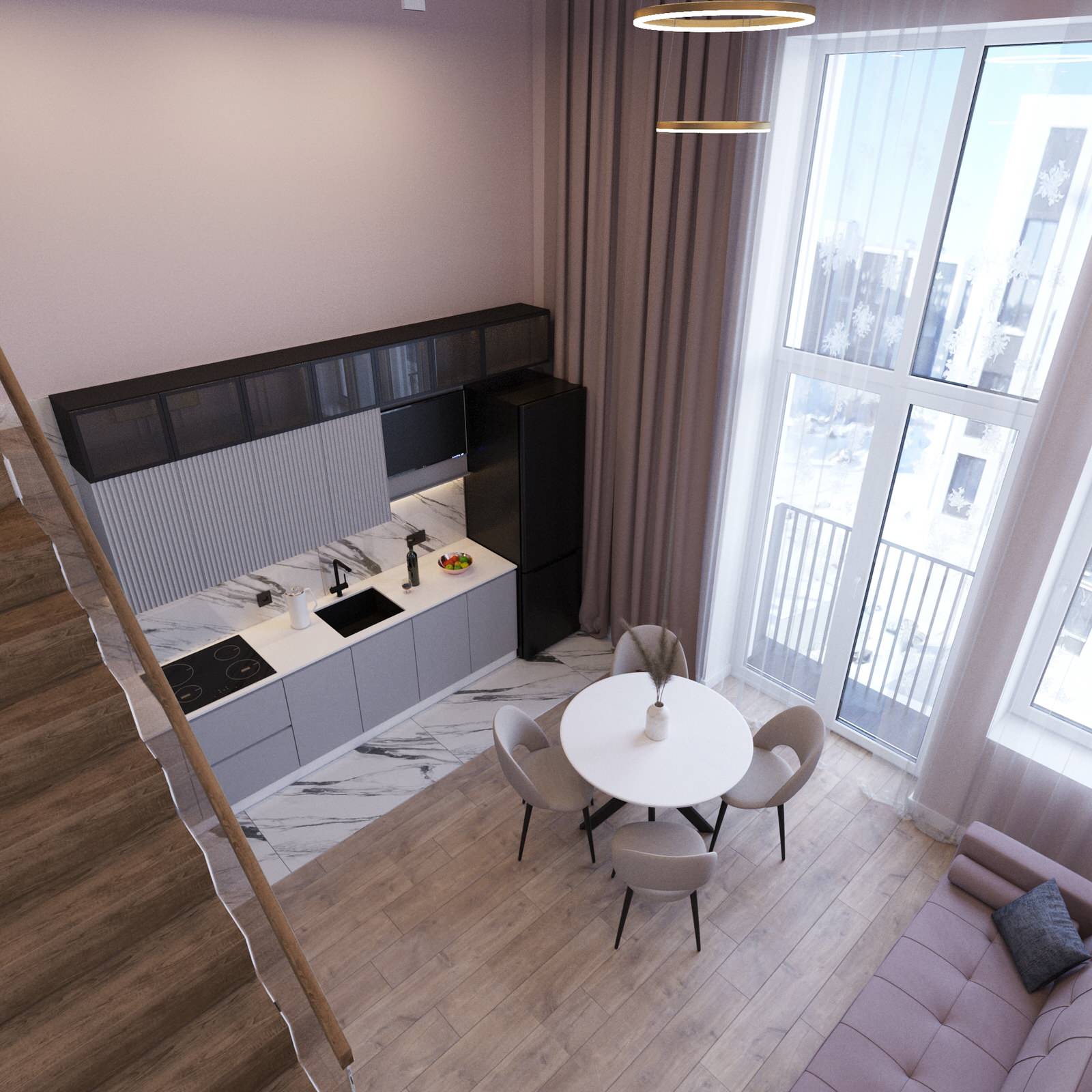 Дизайн квартиры с мезонином в п. Пригородный