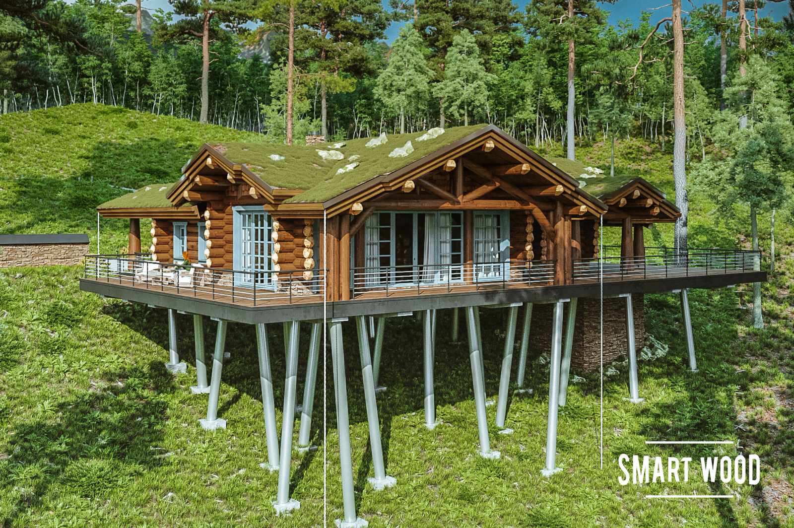 Обложка проекта: Чегем. Кедровая баня с видом на горы