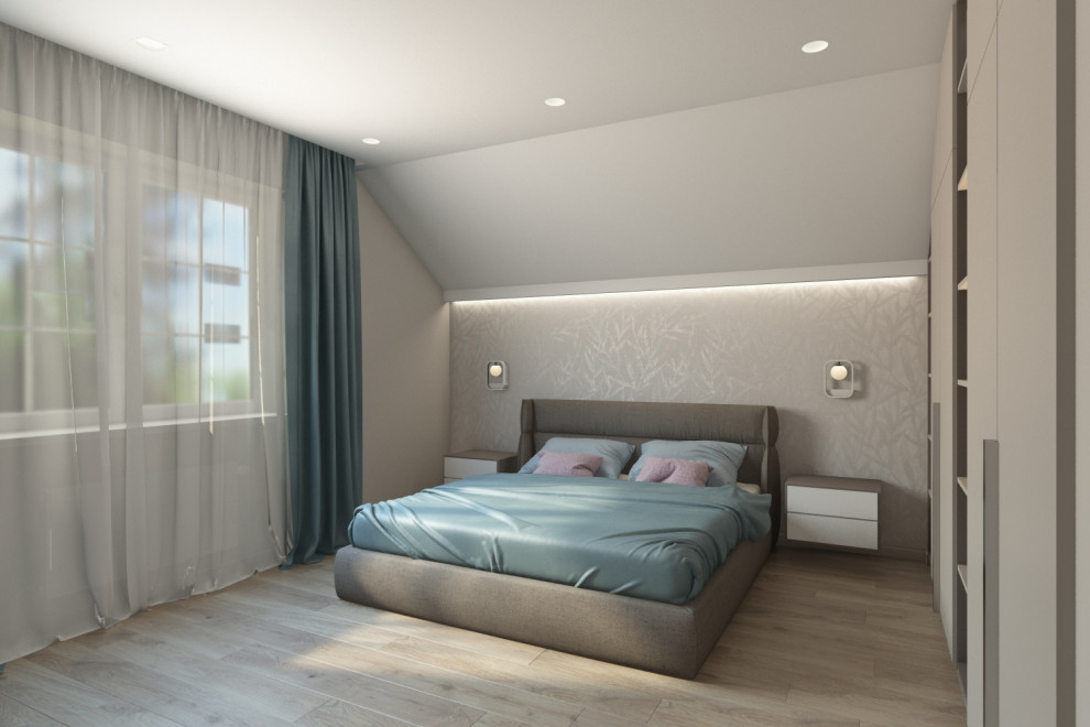 Спальня и гардеробная в индивидуальном жилом доме пос. Ново-Дорожный