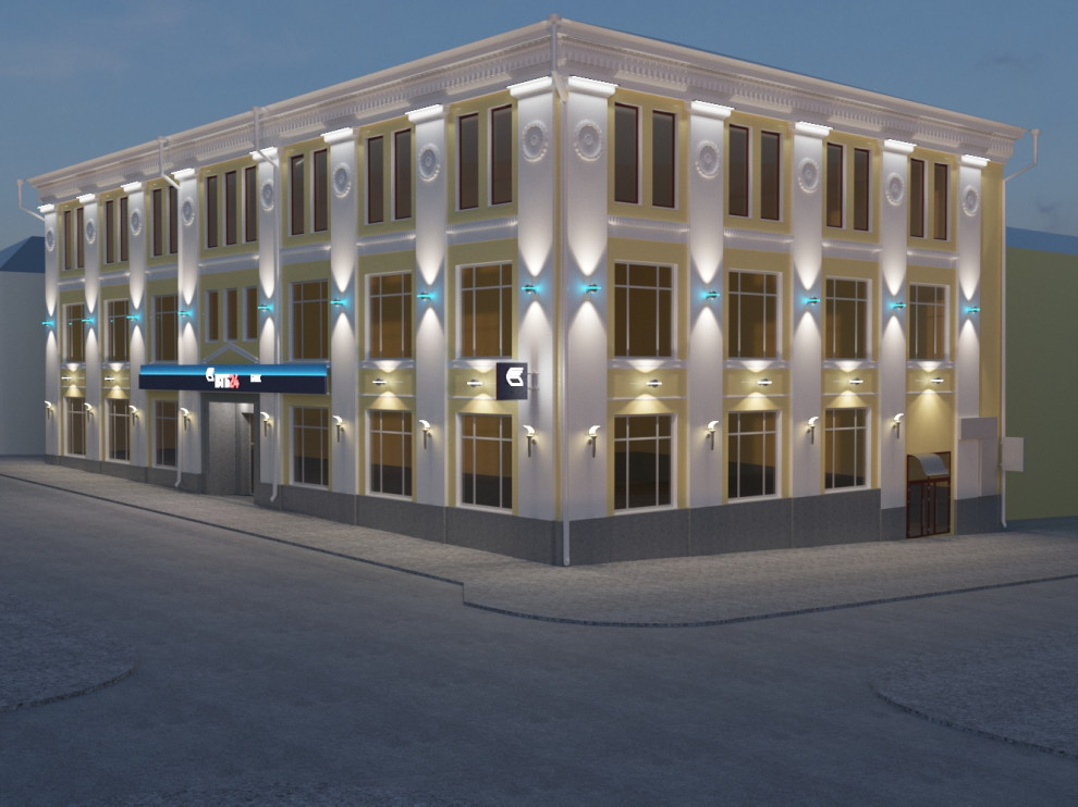 Световое решение фасада банка